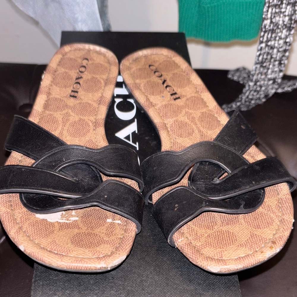 Coach Black Women's Sandals with Tan Insole